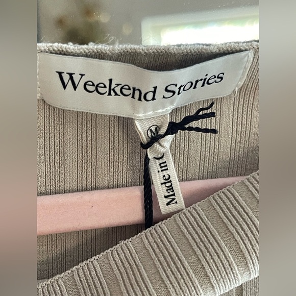 Weekend Stories NWT Neutral Beige Tan Bodycon/Stretch Mini Dress - Picture 3 of 8